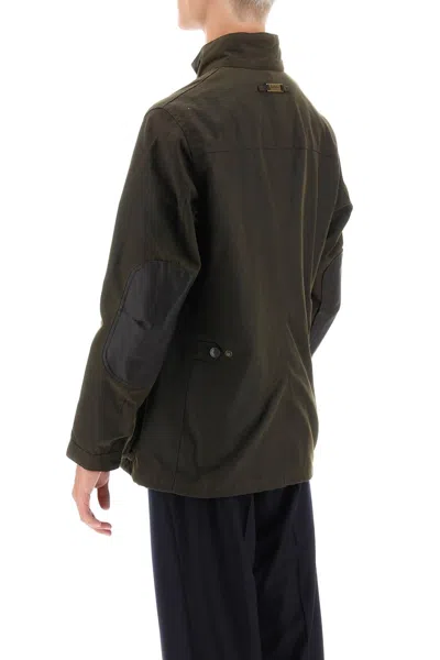 Barbour Olive Solid Mandarin Collar Jacket In Green