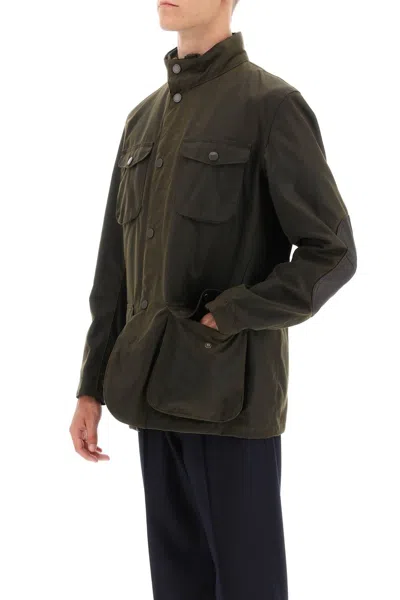 Barbour Olive Solid Mandarin Collar Jacket In Green