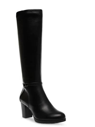 Anne Klein Womens Block Heel Faux Leather Knee-high Boots In Black