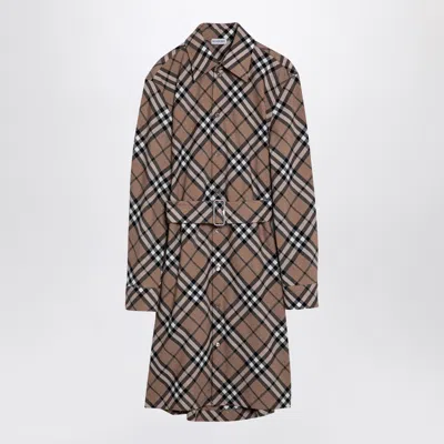 Burberry Waist Belted Shirt Dress With Checked Pattern