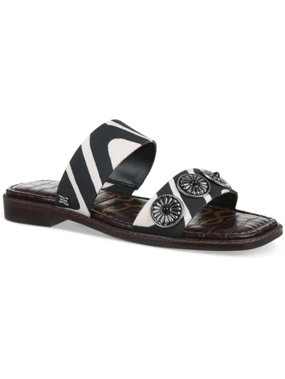 Sam Edelman Hera Womens Zebra Print Open Toe Slide Sandals In Multi