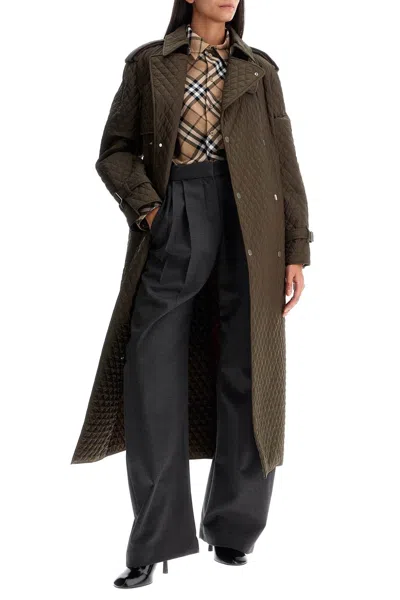 Shop Burberry Long Quilted Trench Coat