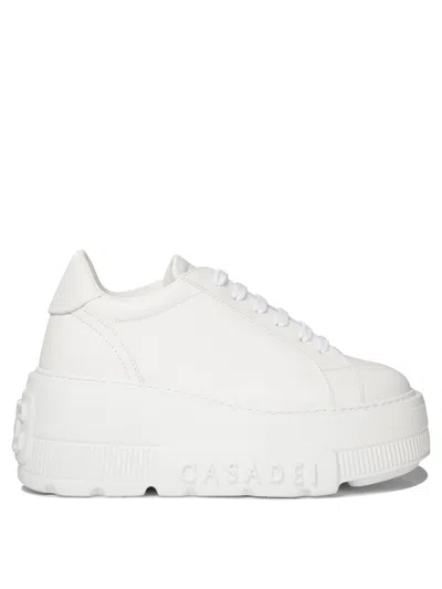 Casadei Low Top Sneakers Platform Sole In White