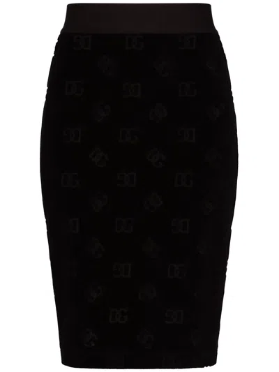 Dolce & Gabbana Black Skirt With Monogram Print