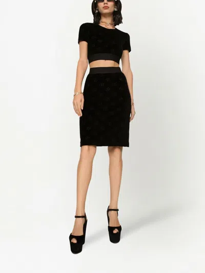 Dolce & Gabbana Black Skirt With Monogram Print