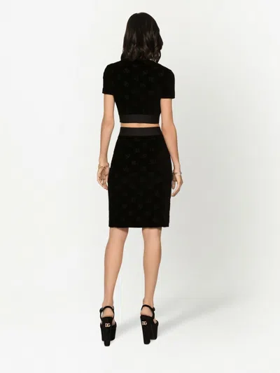 Dolce & Gabbana Black Skirt With Monogram Print