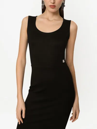 Dolce & Gabbana Sleeveless Scoop Neck Jersey Midi Dress
