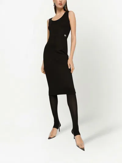 Dolce & Gabbana Sleeveless Scoop Neck Jersey Midi Dress