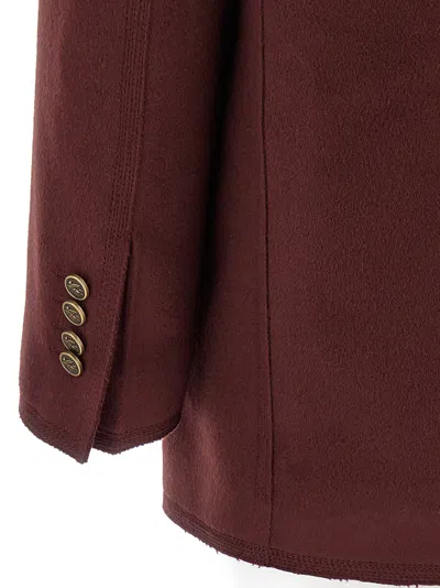 Etro Bordeaux Double-breasted Jacket With Logo Detail On Buttons In Wool Blend Woman