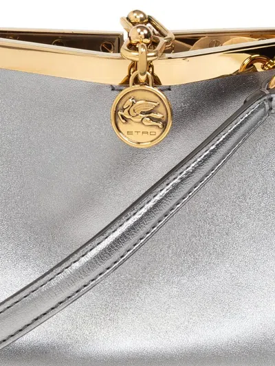 Etro Logo Charm Metallic Shoulder Bag