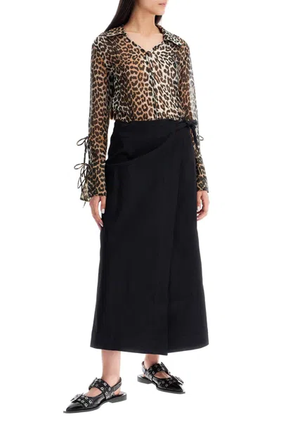 Shop Ganni Leopard Print Chiffon Blouse