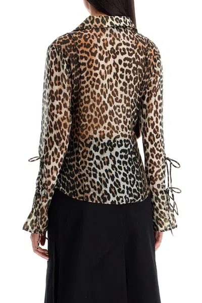 Shop Ganni Leopard Print Chiffon Blouse