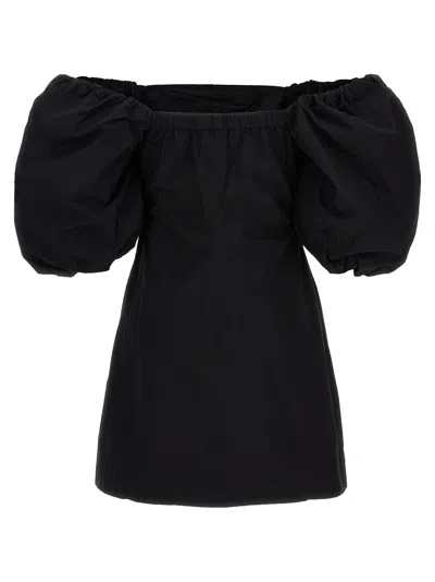 Ganni Cotton Poplin Puff Sleeve Mini Dress