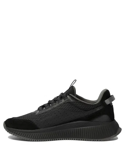 Hugo Boss Black Ttnm Evo Sneakers In Suede And Leather And Mesh With Fishbone Sole