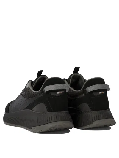 Hugo Boss Black Ttnm Evo Sneakers In Suede And Leather And Mesh With Fishbone Sole
