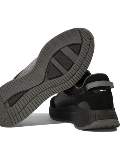 Hugo Boss Black Ttnm Evo Sneakers In Suede And Leather And Mesh With Fishbone Sole