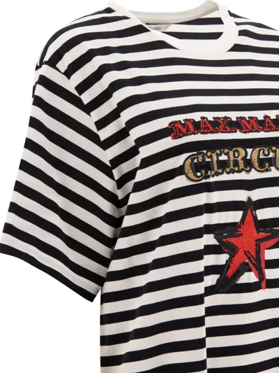 Max Mara Blackwhite Kaki Oversized Striped Cotton T-shirt