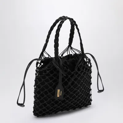 Moschino Women Woven Nappa Leather Shopping Bag In Black