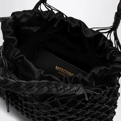 Moschino Women Woven Nappa Leather Shopping Bag In Black