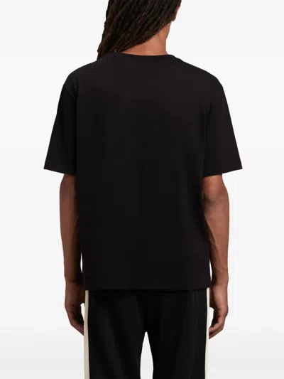 Palm Angels Blue Cotton T-shirt With Palm Print And Logo