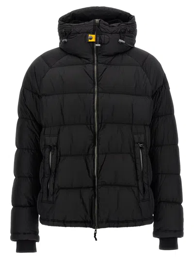 Parajumpers Northon Black Down Jacket With Hood And Logo Patch On The Sleeve In Tech Fabric Man