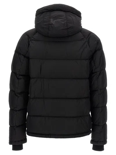 Parajumpers Northon Black Down Jacket With Hood And Logo Patch On The Sleeve In Tech Fabric Man