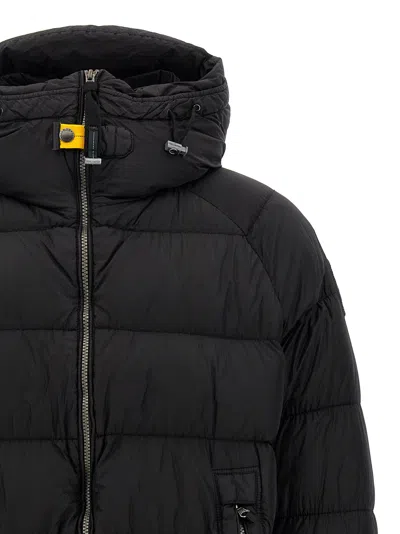 Parajumpers Northon Black Down Jacket With Hood And Logo Patch On The Sleeve In Tech Fabric Man