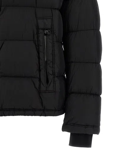 Parajumpers Northon Black Down Jacket With Hood And Logo Patch On The Sleeve In Tech Fabric Man