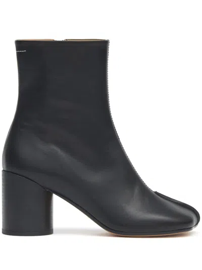 Shop Mm6 Maison Margiela Stitch-out Leather Boot In Black