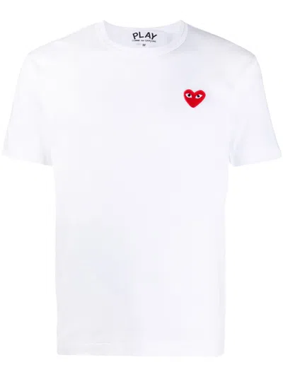 Comme Des Garçons Play Comme Des Garcons Play Mens Red Heart Logo T-shirt In White