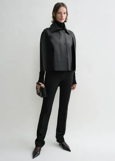 Totême Double Leather Cape In Black