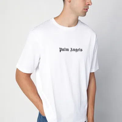 Palm Angels White Short-sleeved T-shirt With Monogram Pa Embroidery In White