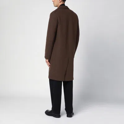 Harris Wharf London Brown Single-breasted Coat In Virgin Wool In Brown