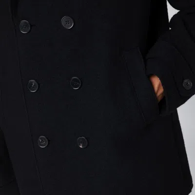 Harris Wharf London Black Peacoat In Boiled Wool In Black