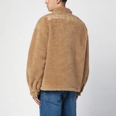 Palm Angels Camel Bear In Mind Overshirt In Beige