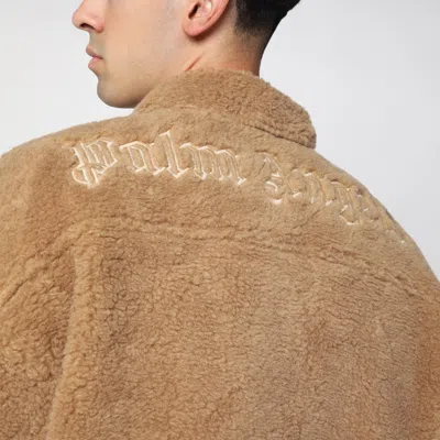 Palm Angels Camel Bear In Mind Overshirt In Beige