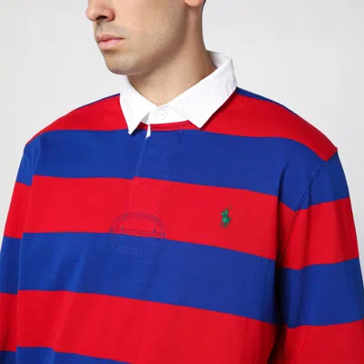 Shop Polo Ralph Lauren Red/blue Striped Long-sleeved Polo Shirt