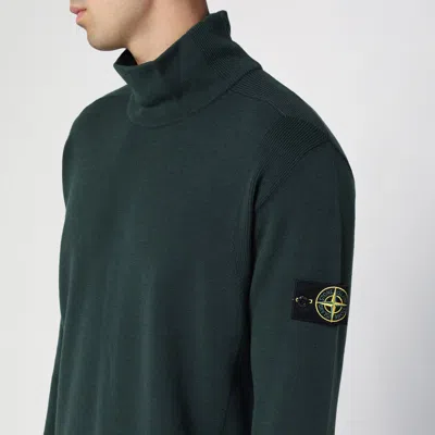 Shop Stone Island Moss Green Wool-blend Turtleneck Sweater