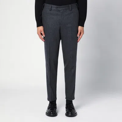 Pt Torino Wool Trousers With Concealead Closure In Grey
