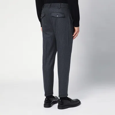 Pt Torino Wool Trousers With Concealead Closure In Grey