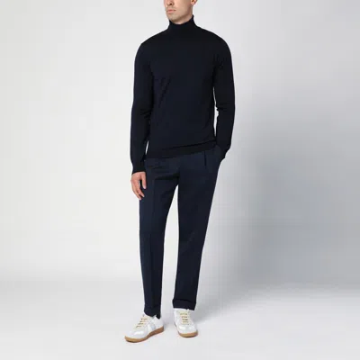 Pt Torino Rebel Navy Virgin Wool Trousers In Blue