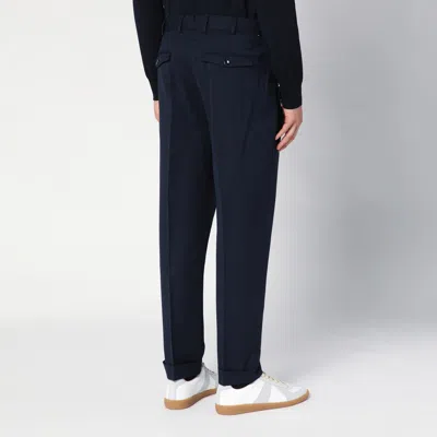 Pt Torino Rebel Navy Virgin Wool Trousers In Blue