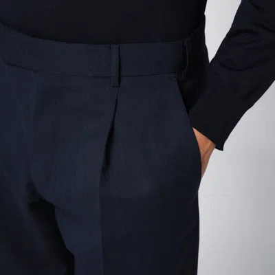 Pt Torino Rebel Navy Virgin Wool Trousers In Blue