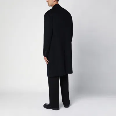 Tagliatore Arden Blue Double-breasted Coat With Classic Revers In Virgin Wool Man In Blue