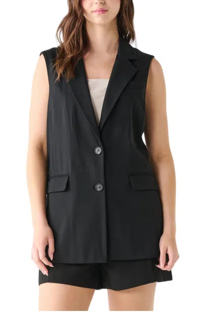 Black Tape Sleeveless Blazer Vest In Black In Black