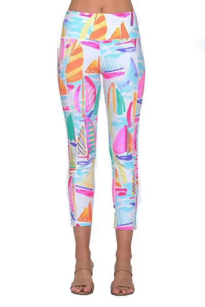Aryeh Cecila Sailboat Print Leggings In Pink & Multi In Multi