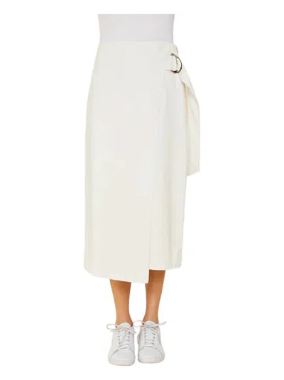 Dolce Cabo Vegan Leather Wrap Skirt In White In White