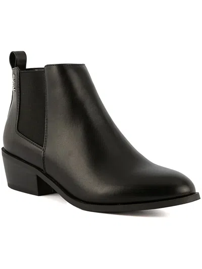 Sugar Envoy Womens Faux Leather Zip Up Ankle Boots In Black