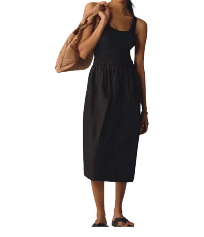Shop Nation Ltd Sadelle Clean Combo Midi Dress In Jet Black