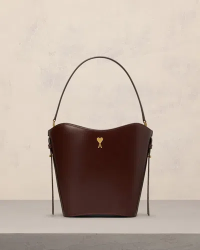 Shop Ami Alexandre Mattiussi Brown Leather Paris Paris Bucket Bag Brown In Chocolate